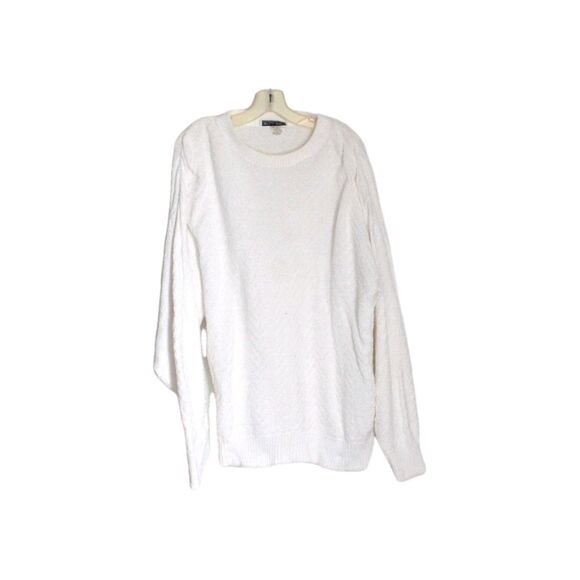 Vtg Serious Affairs Mens Sweater Crew Neck White Cotton Made in USA Size L - Picture 1 of 5